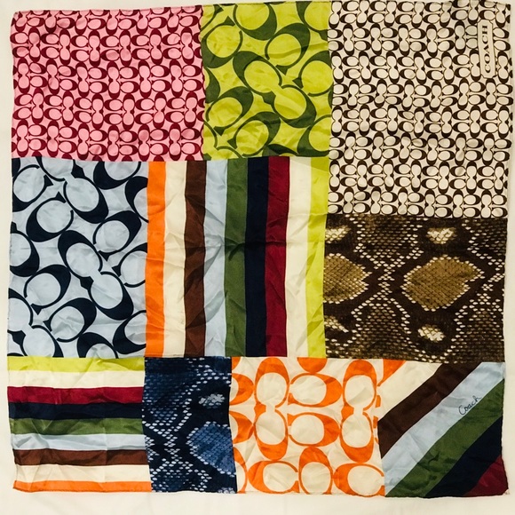 Coach Silk Multi Signature Pattern Scarf - Picture 4 of 5